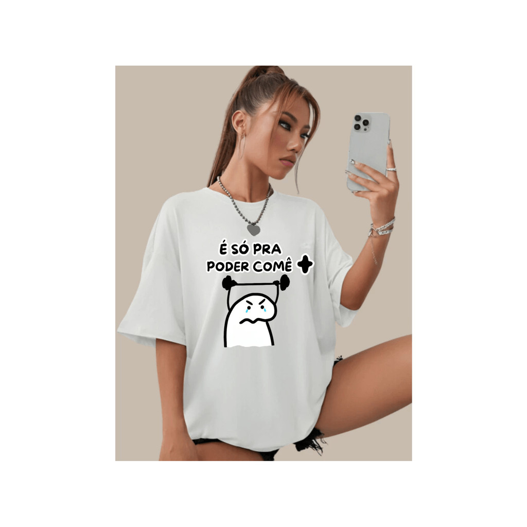 Camiseta Unissex Oversized Plus Size Feminina Masculina s Plus Size Flork Academia Para Comer Camisas Estilosas - Envio 