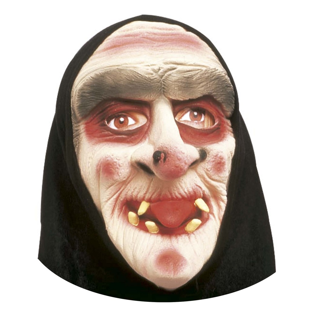 Máscara Látex Capuz Bruxa Velha Bruxinha Assustadora Festa Fantasia Halloween Carnaval Careta Terror