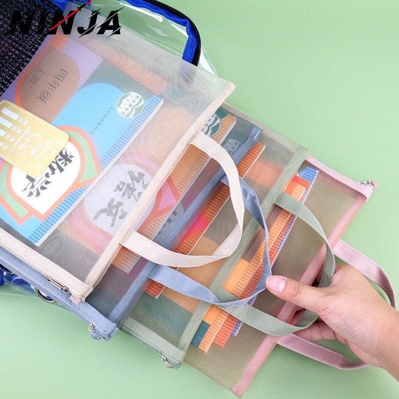 Bolsa De Documentos De Malha Transparente Livro De Exercícios Armazenamento Classificação De Assuntos Dados Arquivo A4 P