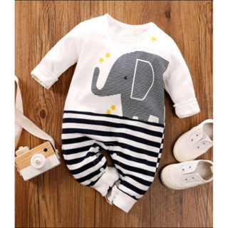 Macacão para Bebê Menino de Elefante - Manga Longa Vira Pés em Oferta na Shopee