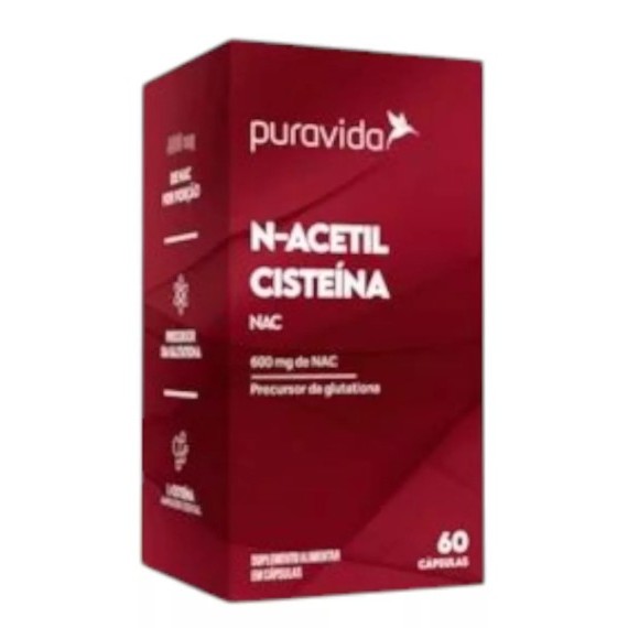 N-acetil Sisteina 600mg Nac Percursor Da Glutationa - N-ACETIL SISTEINA NAC 60 CAPSULAS PURAVIDA