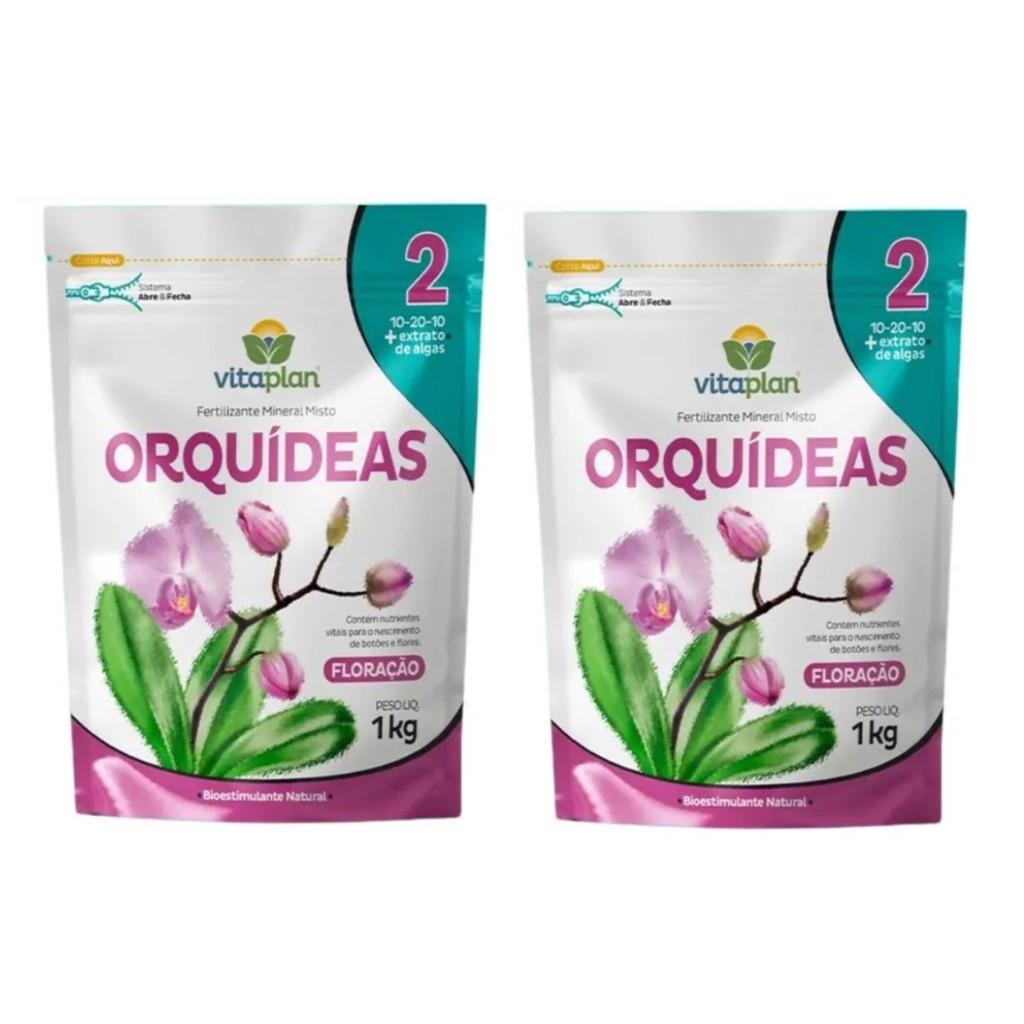 Kit 2 Fertilizantes Mineral Misto para Floração das Orquídeas 1kg - Vitaplan
