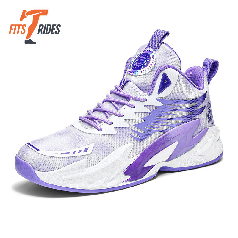 Tênis de Basquete Cano Alto Roxo Estiloso Para Masculino Feminino | Respirável Antiderrapante Uso Urbano