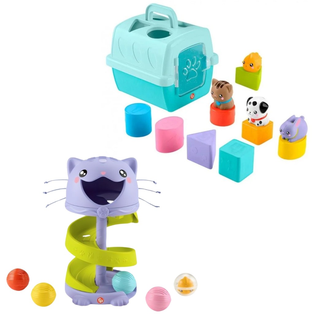 Brinquedo para Bebês Fisher Price Blocos de animais - Gatinho bolinhas Rolando - Mattel