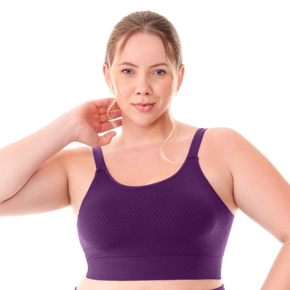 Imagem Top Fitness Plus Size com Bojo Removível Jacquard Colmeia Black Wine Zee Rucci