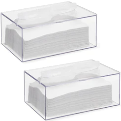Kit 2 Caixa Com Tampa Articulável Acrílica Papel Toalha Lenço Interfolhado Arthi