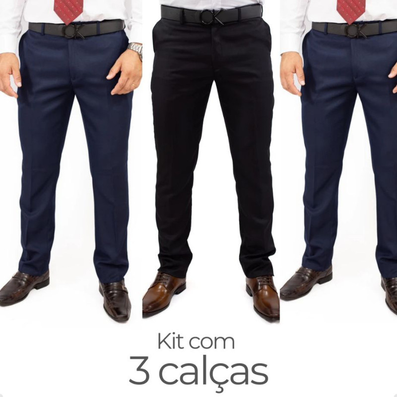 Kit 3 Calças Social Oxford Masculina Tradiconal Segurança Motorista Hotelaria Garçom