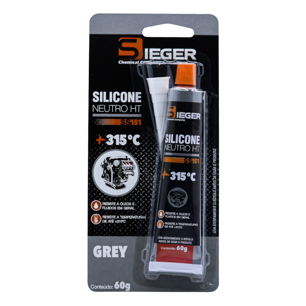 Cola Silicone Alta Temperatura Até 315°C Neutro HT Grey SS151 Sieger 60g para Motor Flange Coletor Carter Cambio vedação em Oferta na Shopee