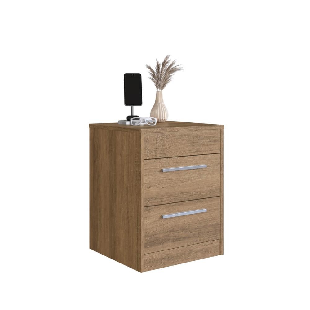Mesa de Cabeceira com 2 Gavetas e Compartimento Oculto 40cm LK050 Mel - Art In Móveis