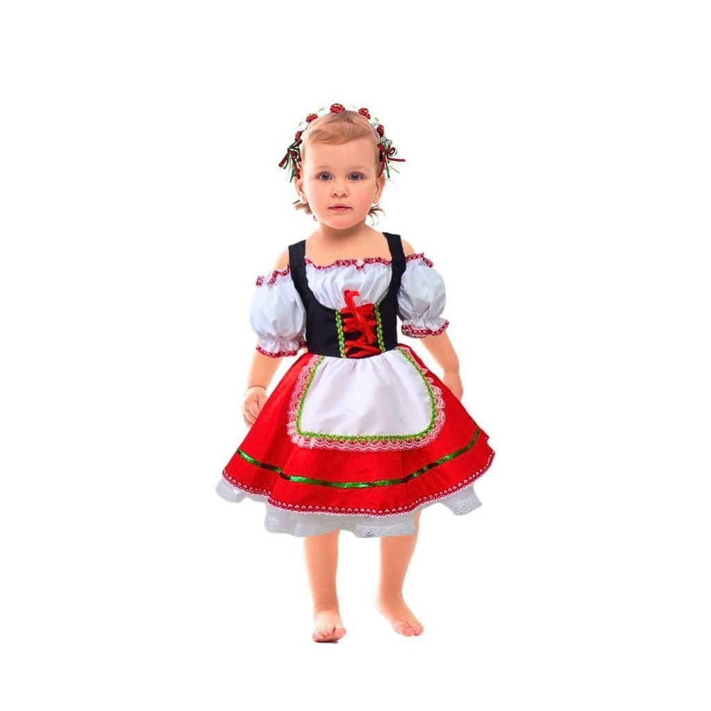 Fantasia Bebê Menina Vestido Italiana Com Faixa Para Cabelo com Flores em Oferta na Shopee