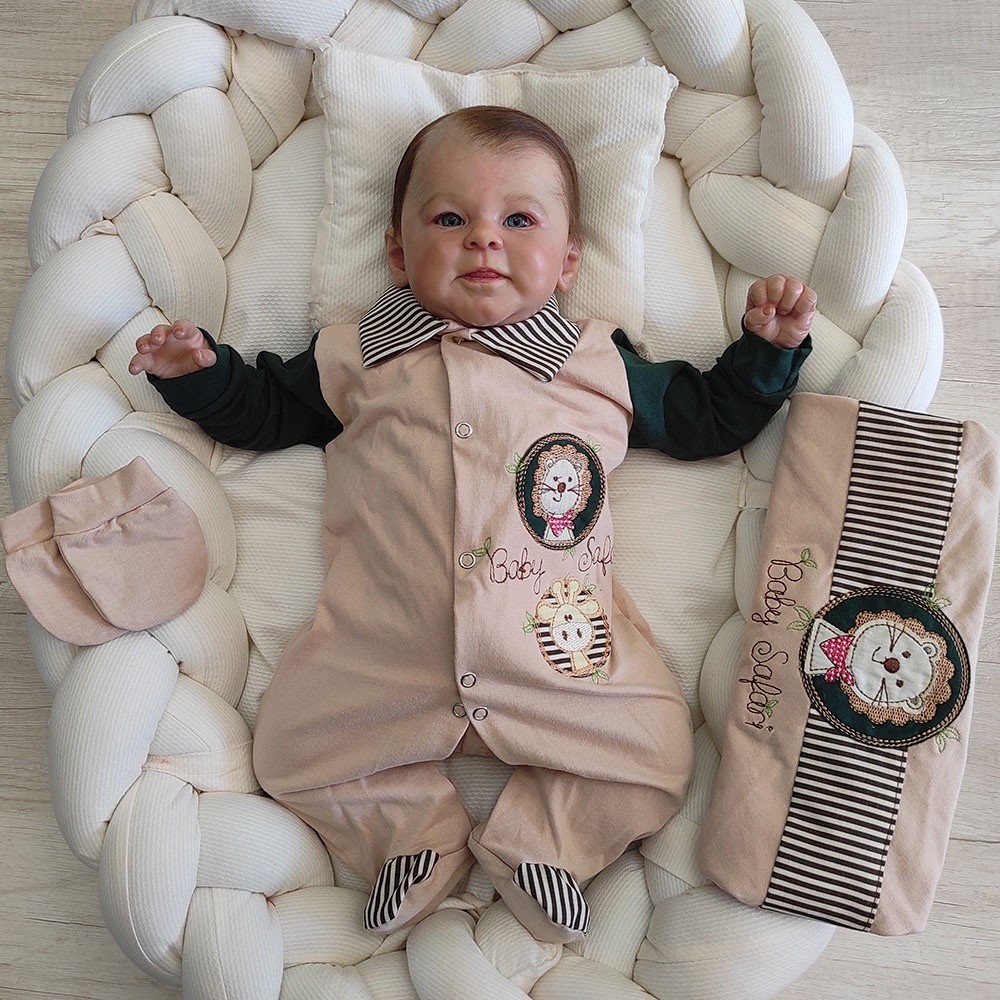 Saída de Maternidade Sonho Meu Bebê Menino em Malha com Bordado Safari