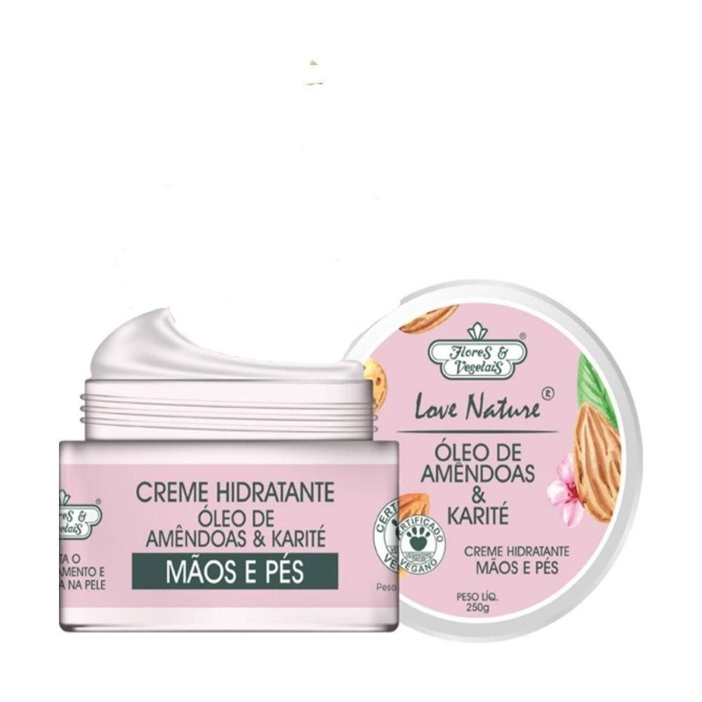 Creme Para Mãos e Pés Flores e Vegetais Amêndoas 250g - Beauty