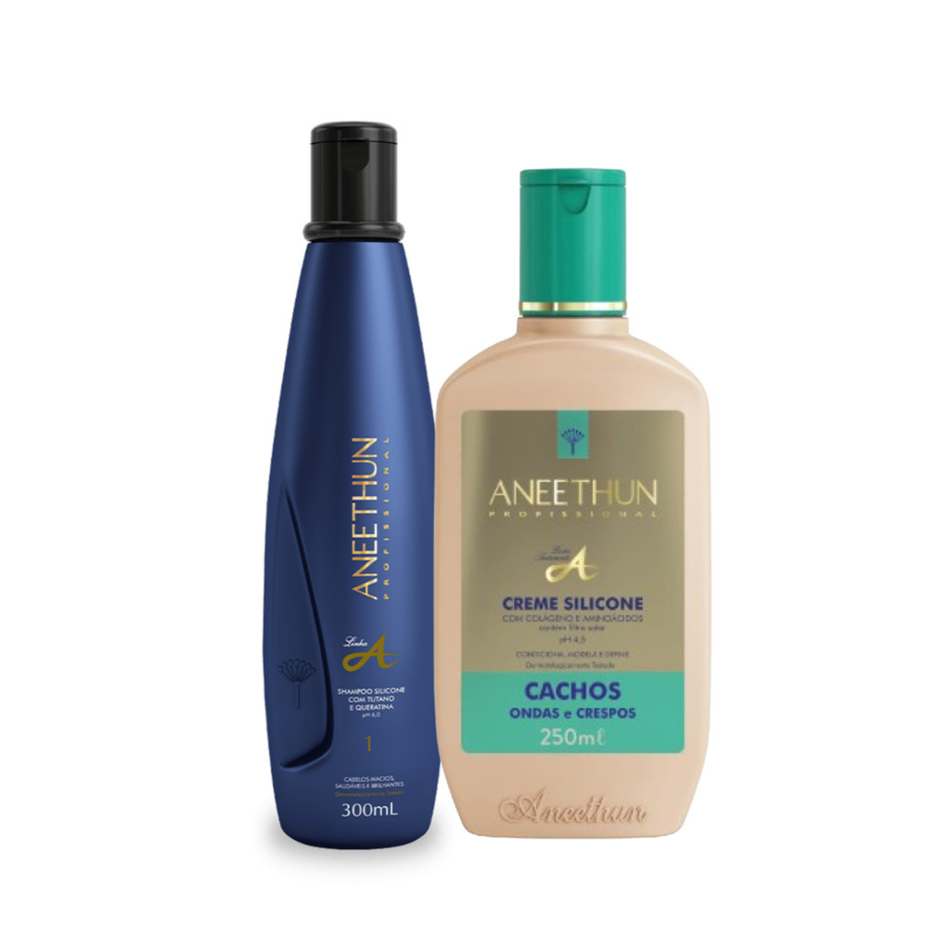 Kit Aneethun Linha A Shampoo 300ml + Creme de Silicone Cachos 250ml em Oferta na Shopee