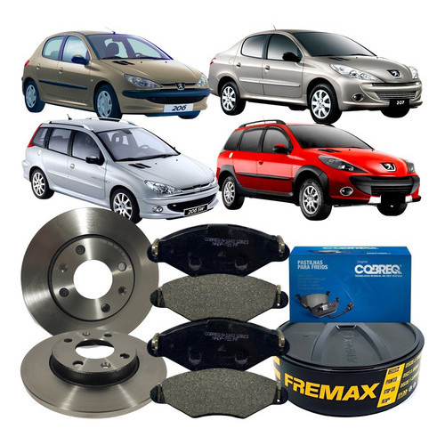Kit Disco Freio Solido Pastilha Peugeot 207 206 2005 Á 2013 em Oferta na Shopee