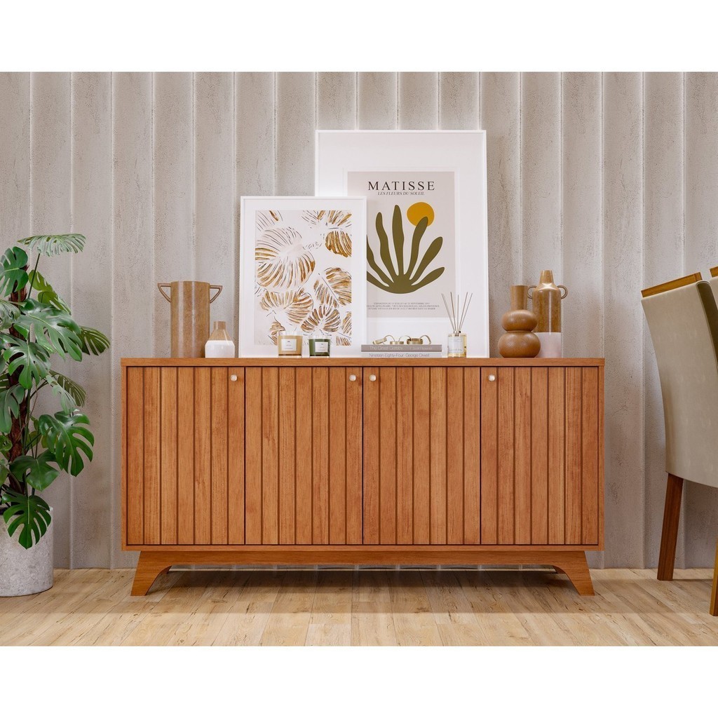 Buffet Aparador de Sala de Jantar 4 portas Isa Cinamomo em Oferta na Shopee