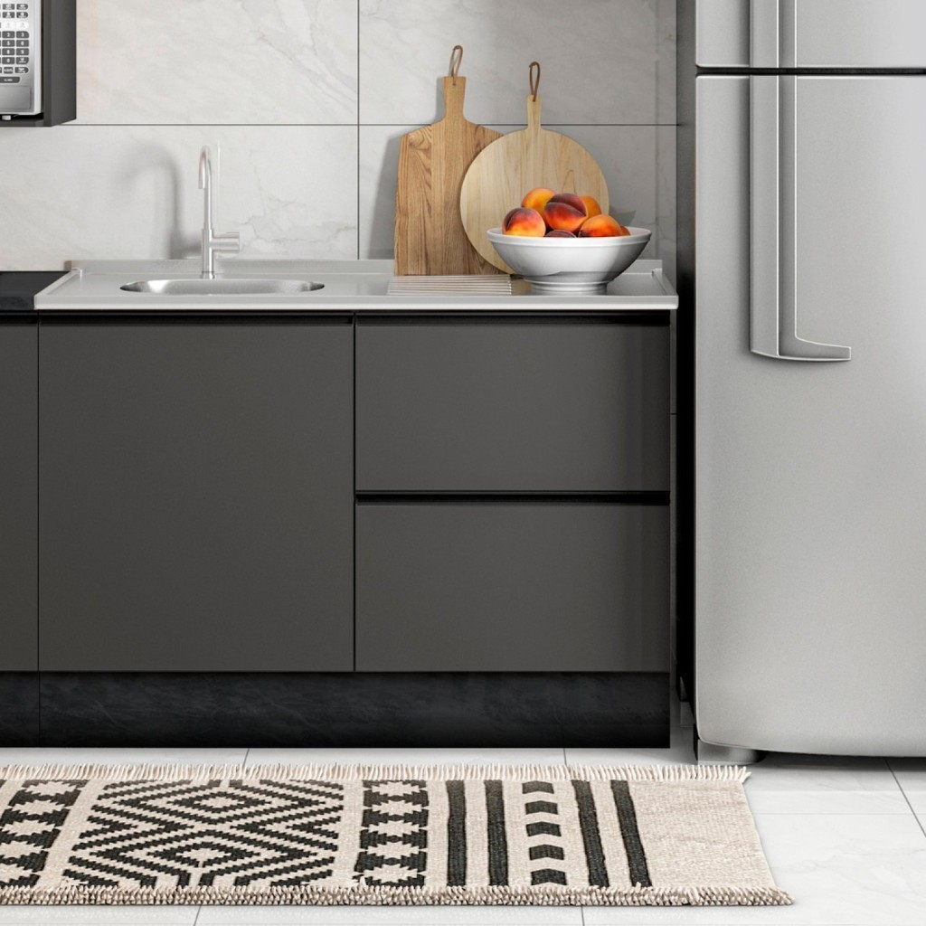 Balcão 1 Porta 3 Gavetas 120cm Flex sem Tampo para Pia deslocada Etna em Oferta na Shopee