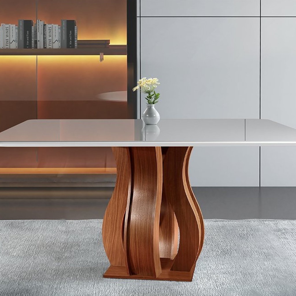Mesa 8 Lugares Tampo Vidro/MDF Sala de Jantar 135x135cm Nuance Yescasa 8 - Home & Living