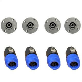 Kit 4 Plug Speakon Fêmea Painel + 4 Plug Speakon Macho em Oferta na Shopee