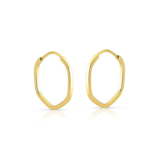 Brinco Primeiro/ Segundo Furo Argola Sextavada Ouro 18k Par