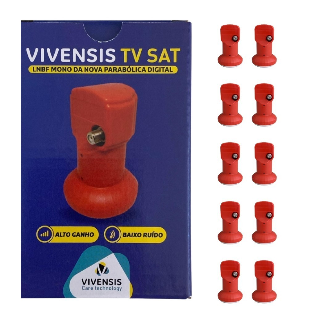 Kit 10 Captadores de Sinal Antena Parabólica Universal HD Digital LNBF Mono