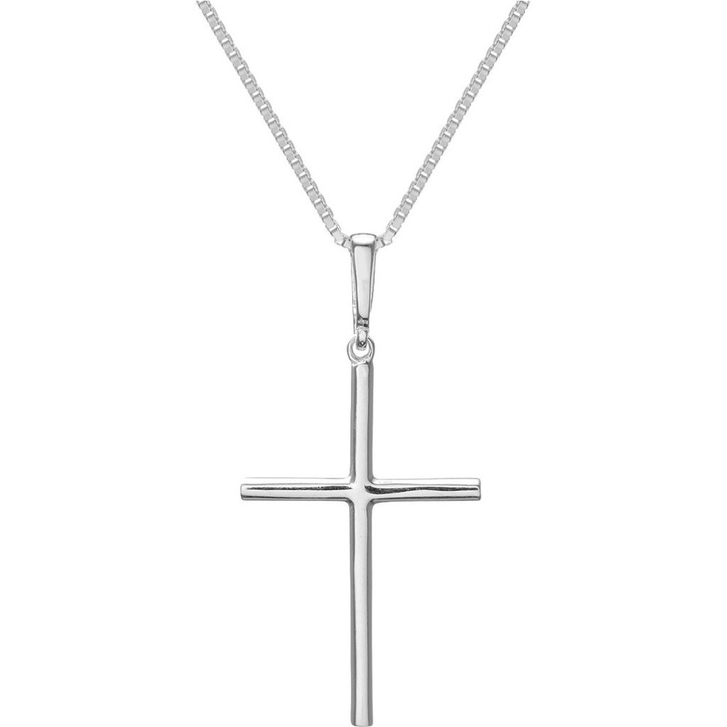 Colar prata 925 veneziana 45cm com pingente Cruz 1,8cm em Oferta na Shopee