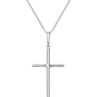 Colar prata 925 veneziana 45cm com pingente Cruz 1,8cm