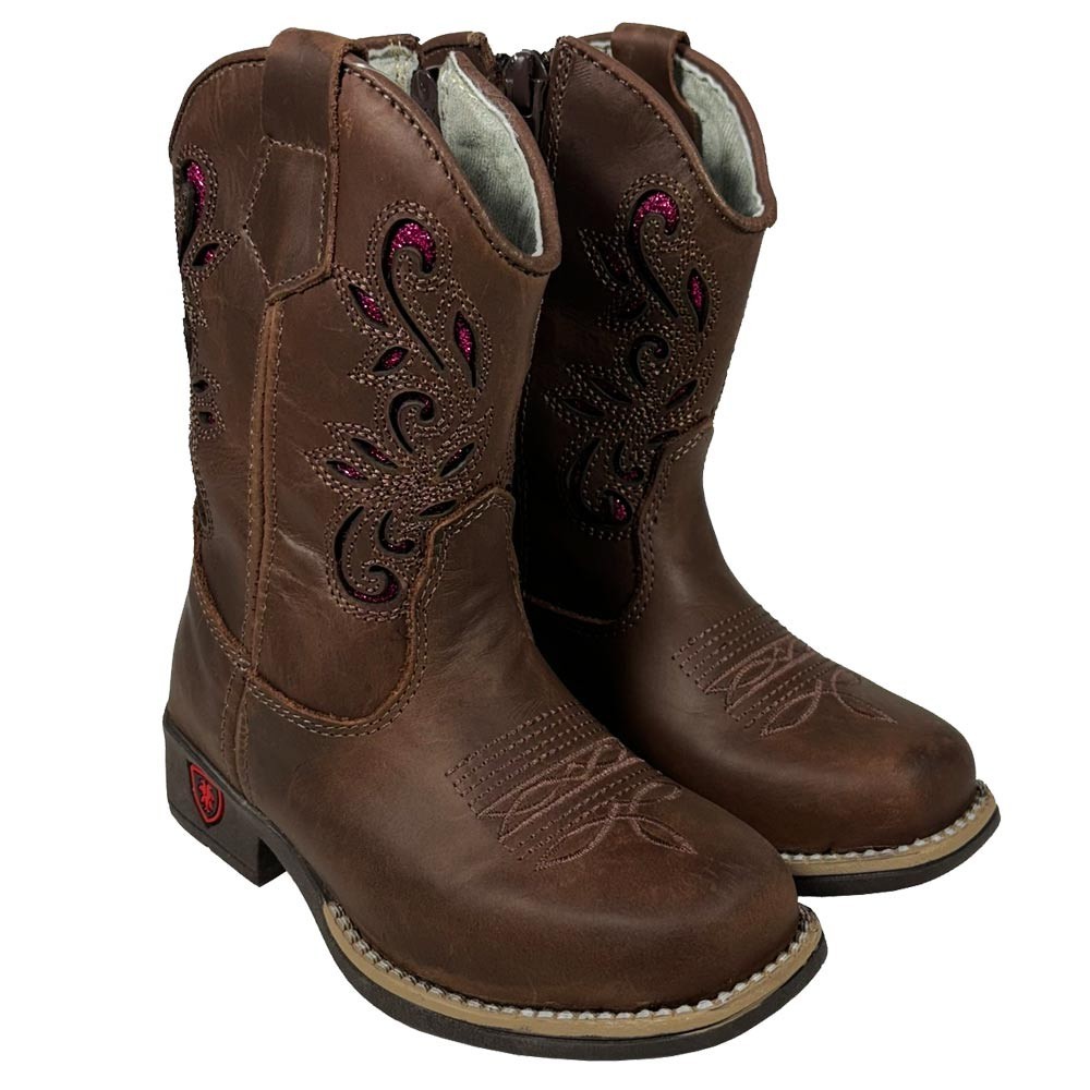 Bota Infantil Country Feminina Com Brilho Rosa Oklahoma Country