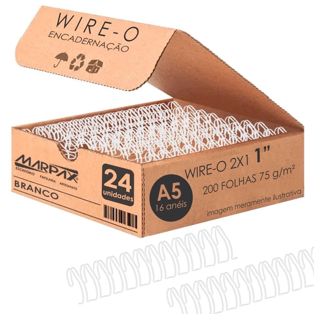 Wire-o para Encadernação A5 1 2x1 para 200fls Branco 24un em Oferta na Shopee