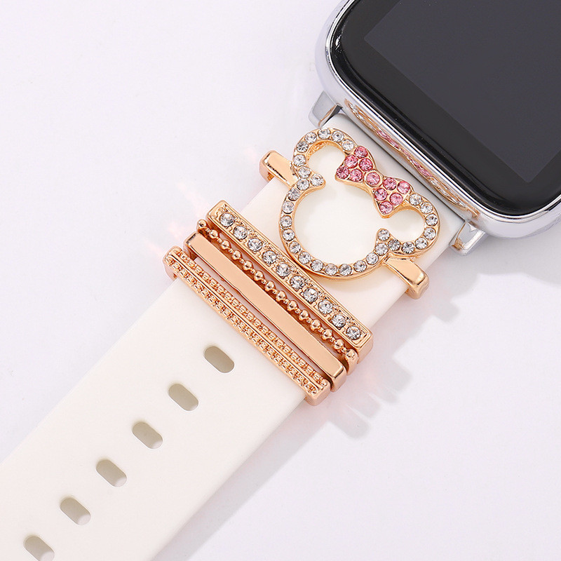 Mickey Point Diamond Strap Nail Adequado para Anel Decorativo AppleWatch Silicone Strap