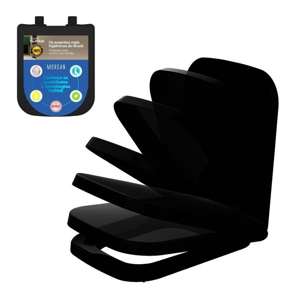 ASSENTO ICASA MISTI SENSEA LYON PRETO MATTE SOFT CLOSE PP