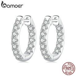 Brincos Bamoer 925 Sterling Sliver Moissanita Cintilantes Jóias Moissanitas Para Mulheres
