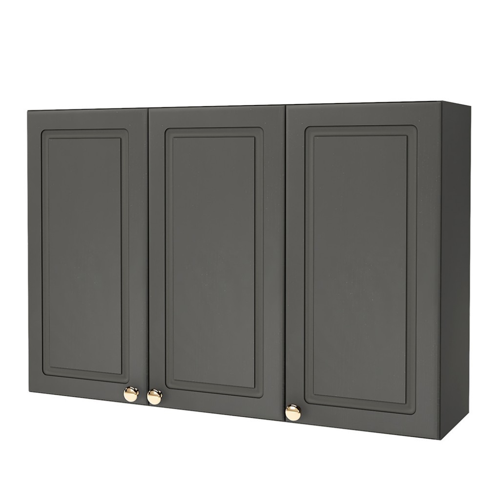 Armário Aéreo Cozinha 120 Cm 3 Portas 2 Prateleiras Chumbo - Indékes em Oferta na Shopee