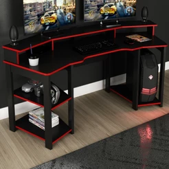 Mesa Gamer para 2 Monitores 3 Prateleiras ME4167