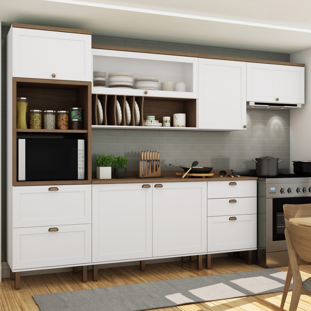 Cozinha Completa Iluminata 7 Portas 4 Gavetas