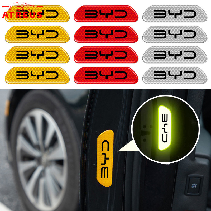 4Pçs BYD Porta Do Carro Adesivos Segurança Aviso Mark Fita Reflexiva Auto Acessórios Para BYD Dolphin Plus Dolphin Mini BYD Seal Yuan Plus Song Plus HAN TAN Atto 3 em Oferta na Shopee