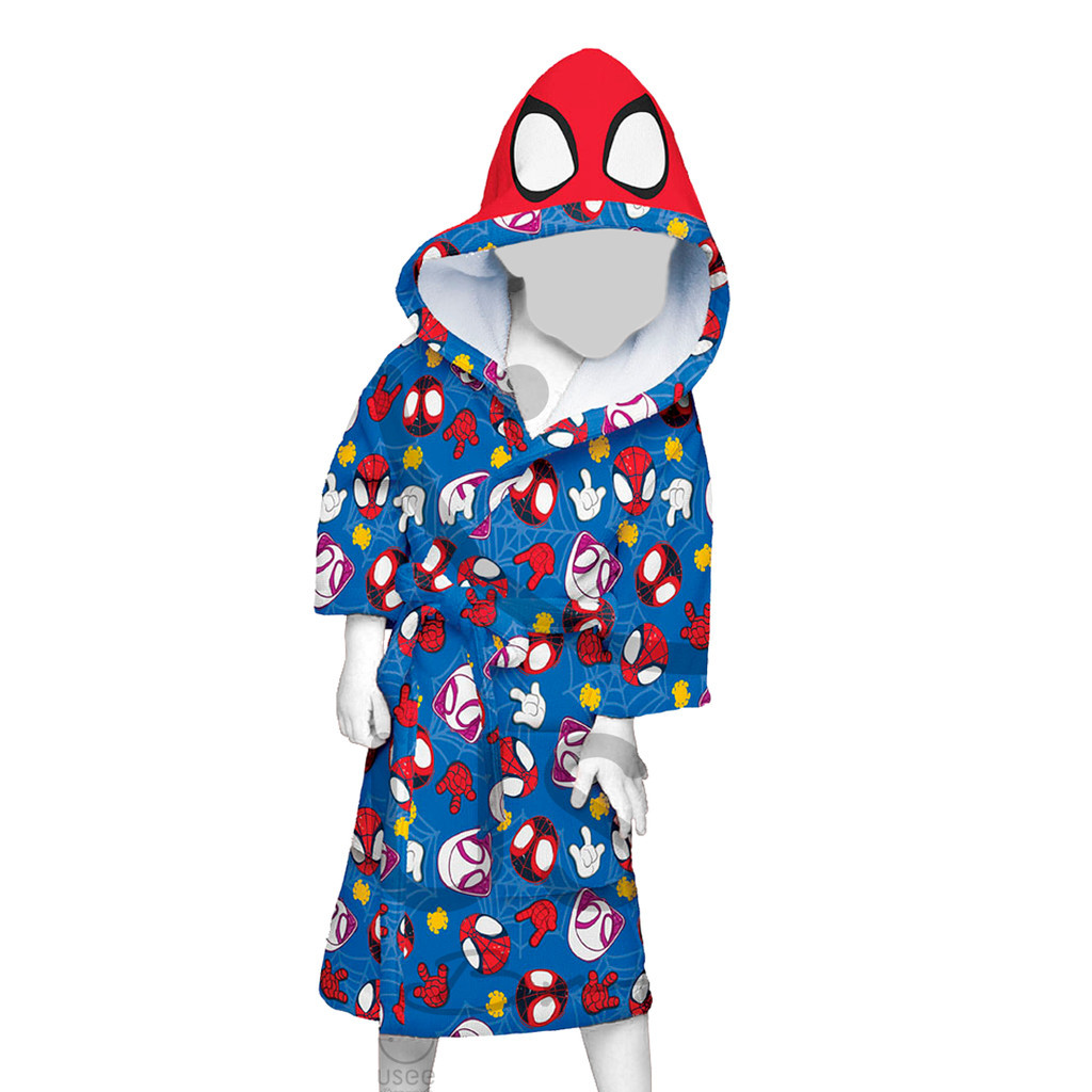 Roupão de Banho Com Capuz Quimono Aveludado Spidey Homem Aranha Infantil Lepper