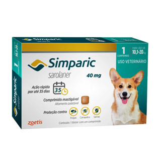 Antipulgas Para Cães Simparic 40mg De 10-20kg 1 Comprimido em Oferta na Shopee