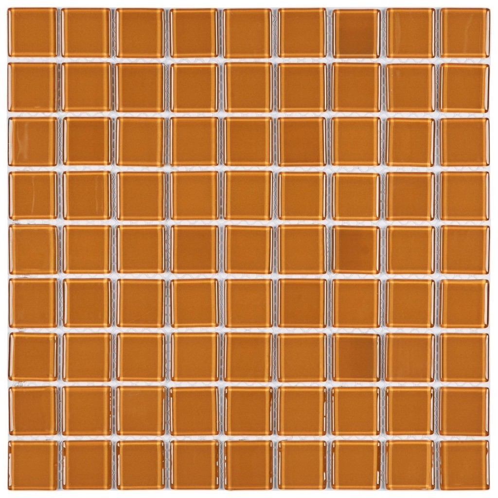Pastilha de Vidro Cristal de 29cm X 29cm Rende  Glass Mosaic Bege Escuro
