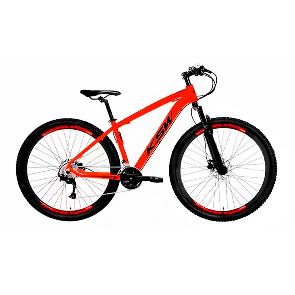Bicicleta Aro 29 Ksw Alumínio 24 Velocidades Cambio Shimano Freios a Disco Suspensão MTB Passeio