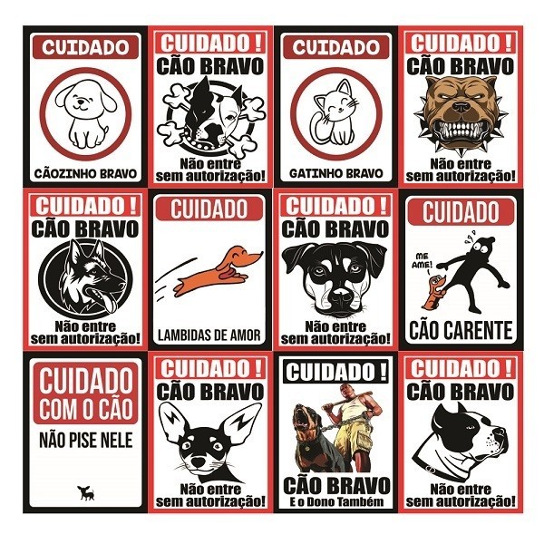 Placa Advertência Cuidado Cão Dono Tranquilo Esposa Brava Portão Aviso