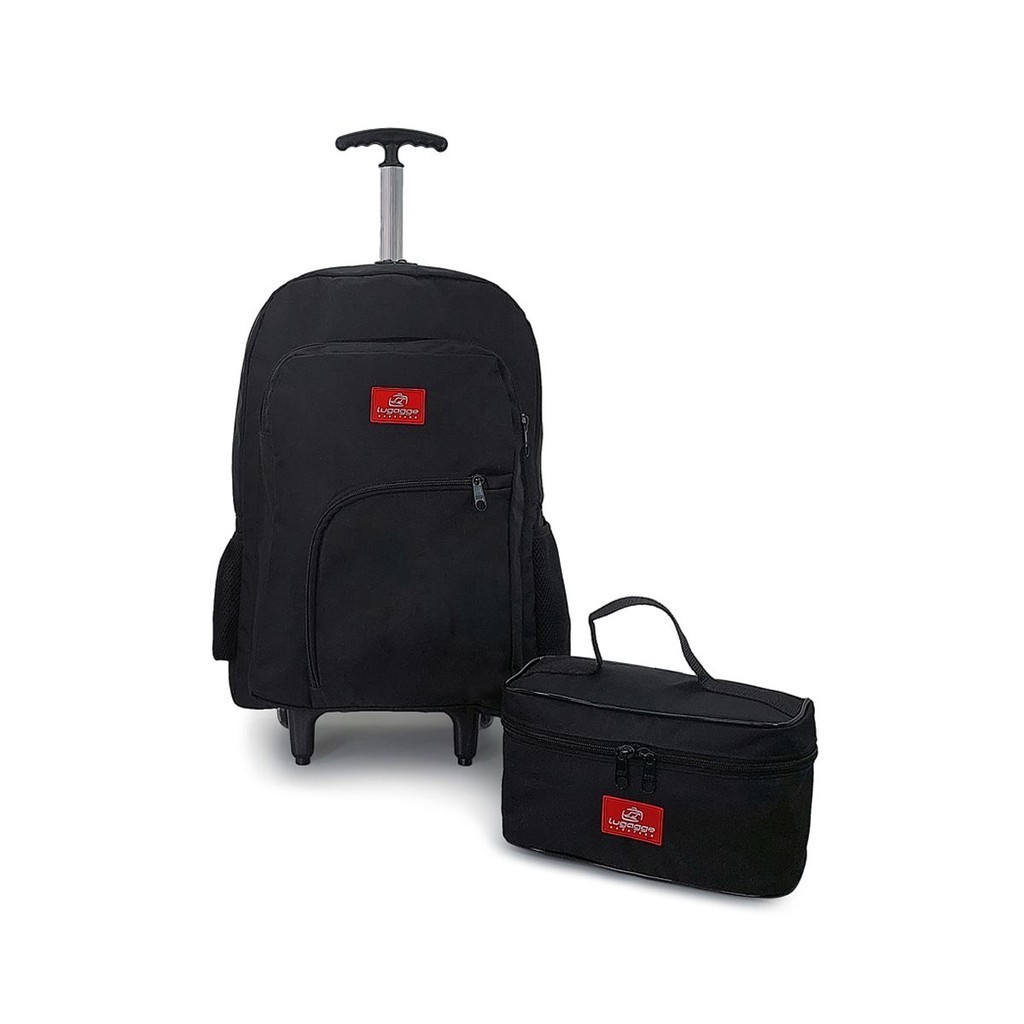 Kit mochila juvenil adulta compartimento protetor notebook 15,6 executiva rodinha com frasqueira