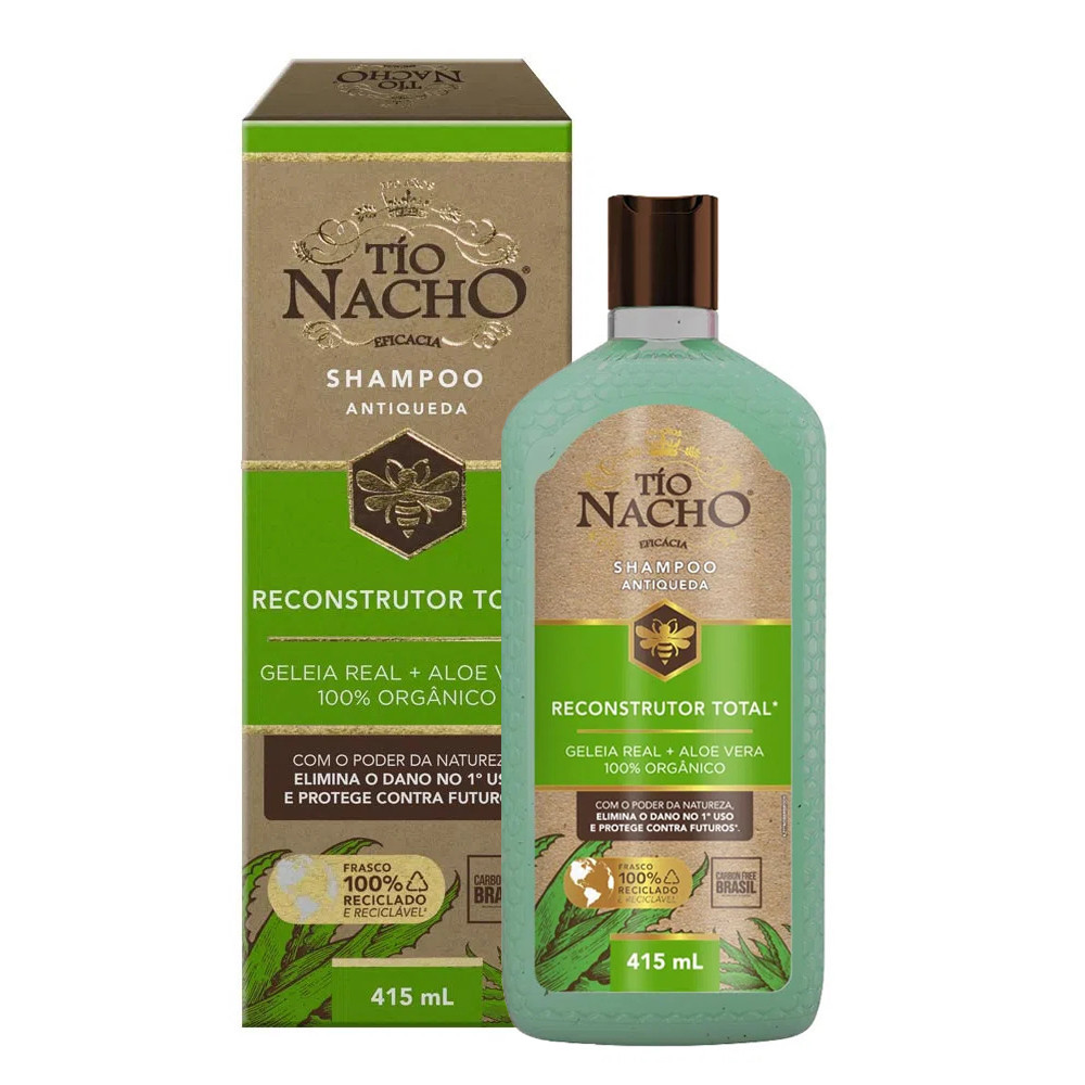 Shampoo Reconstrutor Total Aloe Vera Puro Tio Nacho  415ml em Oferta na Shopee