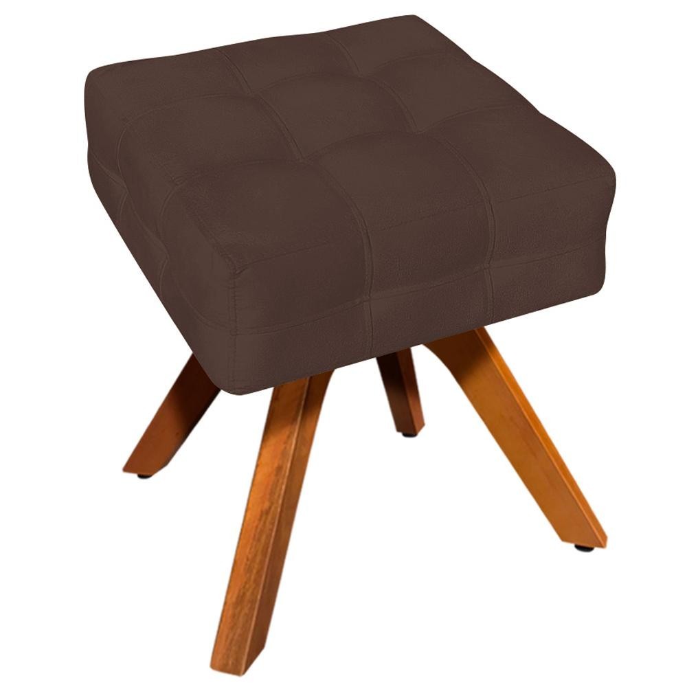 Puff Decorativo Base Giratória Karen Suede Marrom G19 - Gran Belo