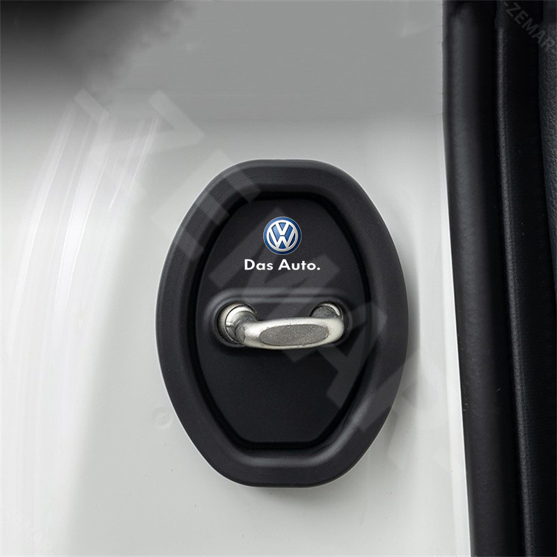 4Pcs Volkswagen Silicone Proteção Da Fechadura Porta Do Carro Tampa Amortecedor Acessórios Silenciosos Para Golf Jetta Passat Tiguan Amarok Carocha VW Polo T-Cross Gol Saveiro Nivus Vir — imagem 2 de 2