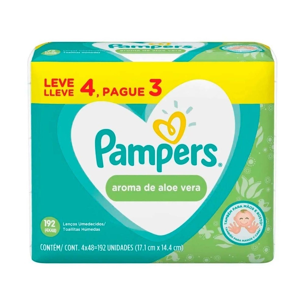 Lenços Umedecidos Pampers Aloe Vera 192 Unidades em Oferta na Shopee