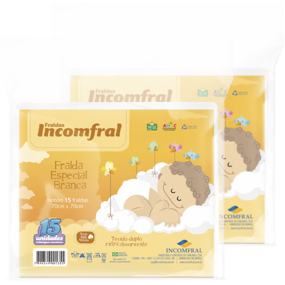 Kit 30 Fraldas de Pano 100 Algodão 70X70cm Berçário Incomfral em Oferta na Shopee