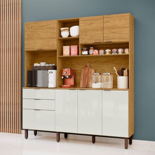 Cozinha Compacta Boreal 7 Portas 2 Gavetas Marrocos/Off White - Mx Móveis em Oferta na Shopee