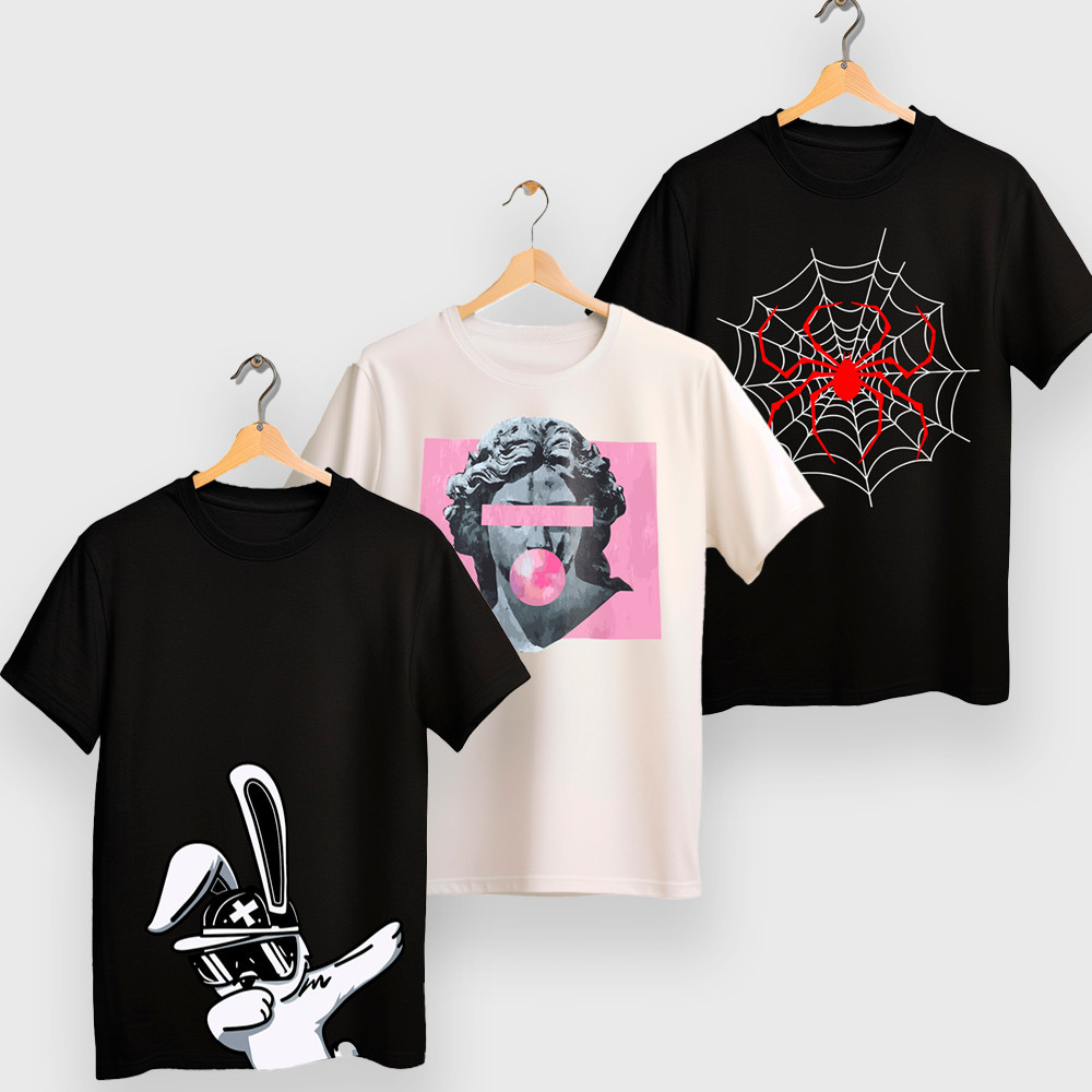 3 Camisetas *SORTIDAS* Infantil e Juvenil estampas Modernas e Divertidas para Crianças de 4 a 16 Anos em Oferta na Shopee