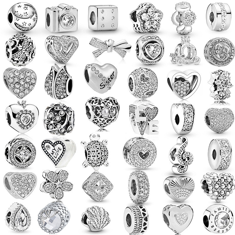 Berloque De Prata 925 Clássico Charme Pulseira de Prata Acessórios Dia das Mães Colar Pingente DIY Presente Criativo