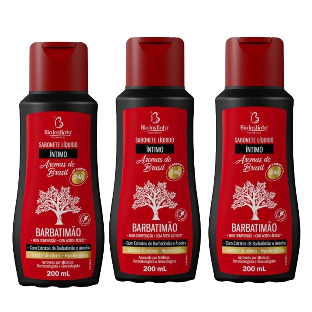 Kit 3 Sabonetes Intimo Barbatimão pH Equilibrado 200ml - Bio Instinto em Oferta na Shopee